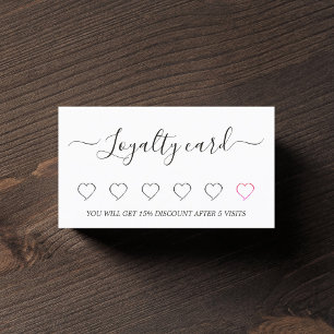 Modern Elegant Black White Heart Salon Lojalitetskort