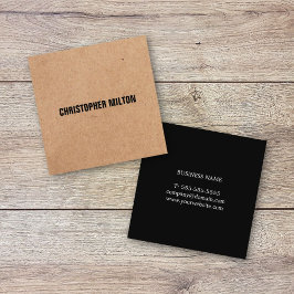 Modern Elegant Black White Kraft Papper Consultant Fyrkantigt Visitkort