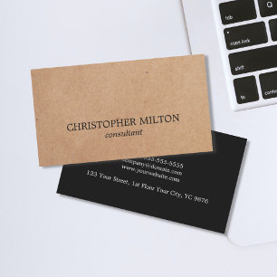 Modern Elegant Black White Kraft Papper Consultant Visitkort