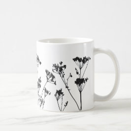 Modern Elegant Black White Meadow Flowers Kaffemugg