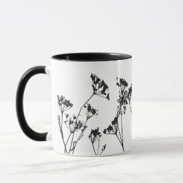 Modern Elegant Black White Meadow Flowers Mugg
