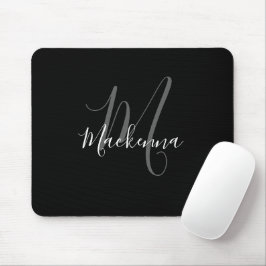 Modern Elegant Black White Monogram Script Girly Musmatta