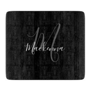 Modern Elegant Black White Monogram Script Namn