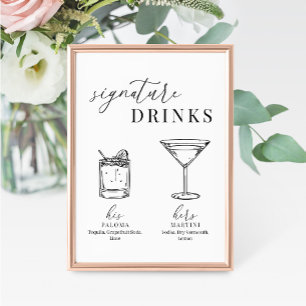 Modern Elegant Black & White Namnteckning Drinks-t