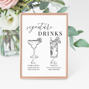 Modern Elegant Black & White Namnteckning Drinks-t