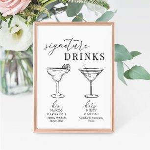 Modern Elegant Black & White Namnteckning Drinks-t