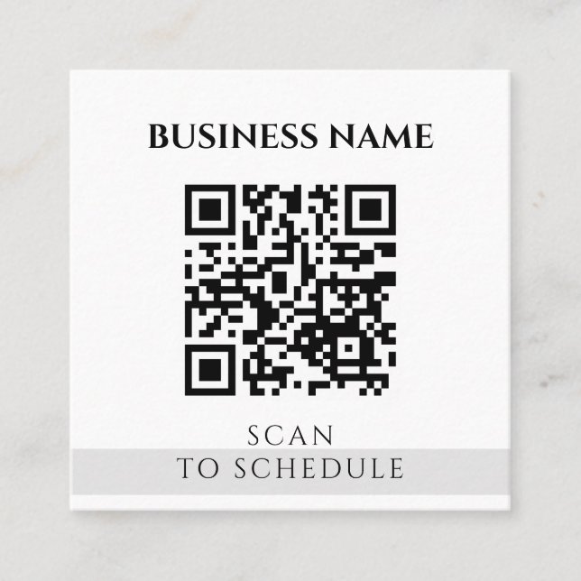 Modern Elegant Black White QR Code Social Media Fyrkantigt Visitkort (Framsida)