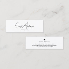 Modern Elegant Black & White Studenten Namn-kort Mini Visitkort
