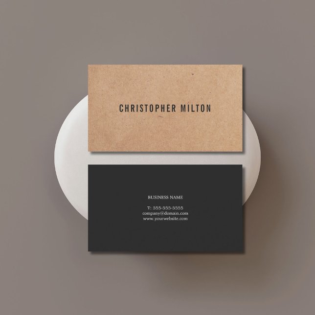 Modern Elegant Black White tryckt Kraft Papper Visitkort (Skapare uppladdad)