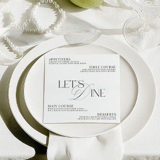 Modern Elegant Black & White Wedding Dinner Meny
