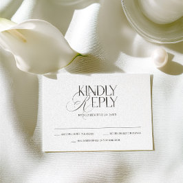 Modern Elegant Black & White Wedding RSVP Card OSA Kort