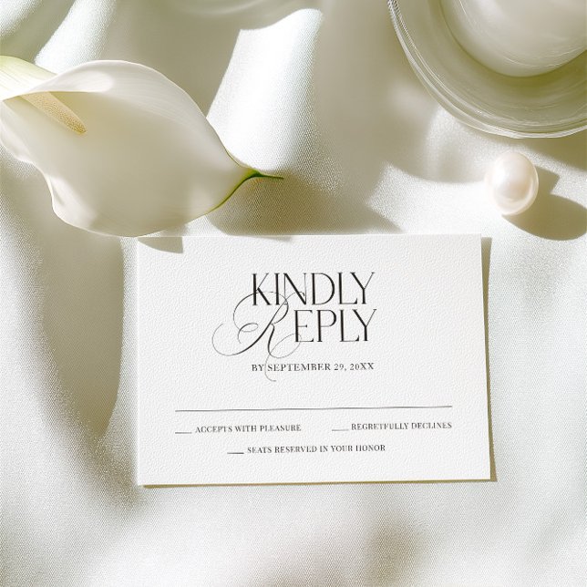 Modern Elegant Black & White Wedding RSVP Card OSA Kort (Modern Elegant Black & White Wedding RSVP Card)
