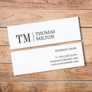 Modern Elegant BlackWhite Monogram konsult med fet Mini Visitkort