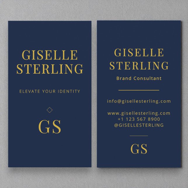 Modern Elegant - blått minimalistiskt två monogram Visitkort (Skapare uppladdad)