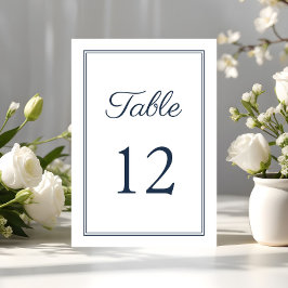 Modern Elegant - blått skript Bröllop Bordsnummer