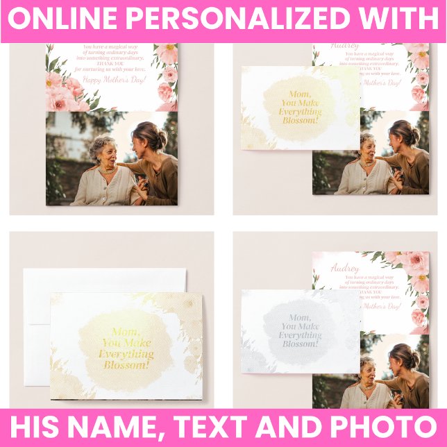 Modern Elegant Blommig Folierat Kort (Modern Elegant Floral Foil Card)