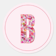 Modern Elegant Blommig Rosa Monogram Bokstav B