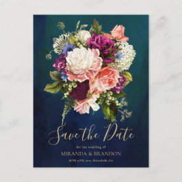 Modern Elegant Blommig Smaragdgrön Guld Bröllop Meddelande Vykort