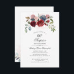 Modern Elegant Blommigt 60:e Födelsedagsfesten Inbjudningar<br><div class="desc">Burgundy Grey Blommigt 60:e Födelsedagsfest inbjudan kan du enkelt anpassa för de flesta födelsedagar genom att klicka på knappen "Anpassa". Med elegant burgundi, dammblått, eukalyptus grey och rosa blommor med skript och modern typografi. TIP: Ta en titt på vår insamling av party i butiken med denna design om du föredrar...</div>