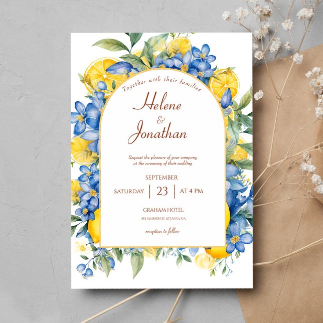 Modern Elegant Blommigt Botaniskt Bröllop Inbjudningar (Modern Elegant Floral Botanical Wedding Invitation)