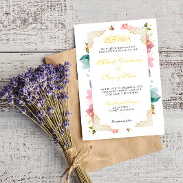 Modern Elegant Blommigt för  Rosa Mehndi Muslim Inbjudningar