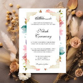 Modern Elegant Blommigt för  Rosa Nikah Muslim Inbjudningar