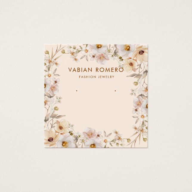 Modern Elegant Blommigt Juelry Earring Visning Car Fyrkantigt Visitkort (Framsida)