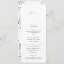 Modern Elegant Blommigt Line Art Bröllop