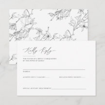 Modern Elegant Blommigt Line Art Bröllop