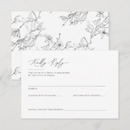 Modern Elegant Blommigt Line Art Bröllop OSA Kort