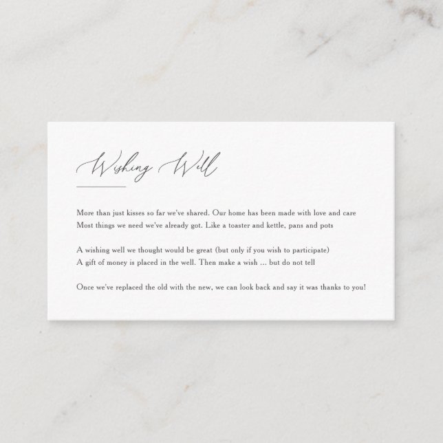 Modern Elegant Blommigt Line Art Wishing well Card Tilläggskort (Framsida)