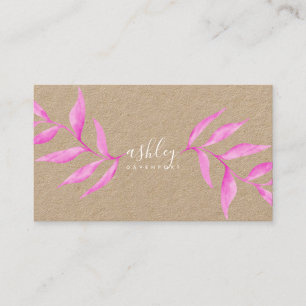 Modern elegant blommigt rosa vattenkraft visitkort