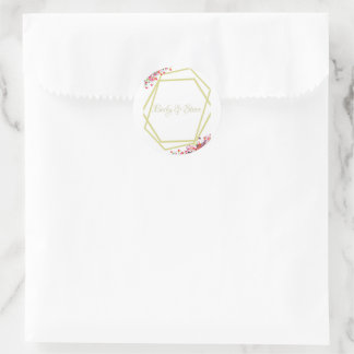 Modern Elegant Blommigt Rustic Bröllop Runt Klistermärke