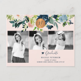 Modern elegant blommigt studenten fotokollage meddelande vykort