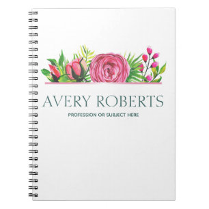 Modern Elegant blommigt vattenfärg Anteckningsbok