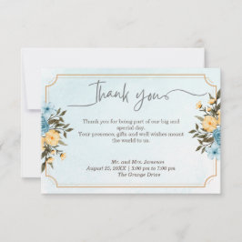 Modern Elegant Blommigt Watercolor Greenery Bröllo Tack Kort