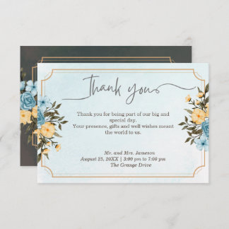 Modern Elegant Blommigt Watercolor Greenery Bröllo Tack Kort