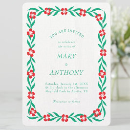 Modern Elegant blomsterinbjudan till bröllop Inbjudningar