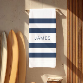 Modern Elegant Blue and White Rand Mönster Namn