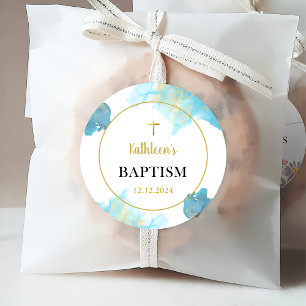 Modern Elegant Blue Baptism Gåvor Etiketter