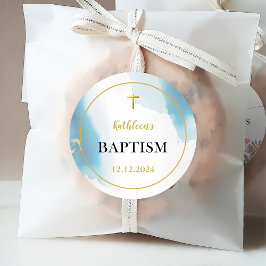 Modern Elegant Blue Baptism Gåvor Etiketter