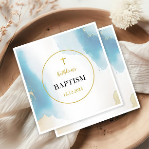 Modern Elegant Blue Baptism Pappersservett