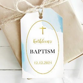 Modern Elegant Blue Baptism Presentetikett