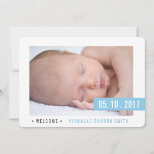 MODERN Elegant BLUE BOY-meddelande, fotokort Meddelande