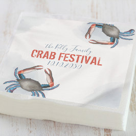 Modern Elegant Blue Crab Minimalist Watercolor Po Pappersservett