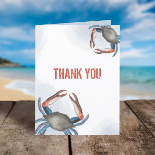 Modern Elegant Blue Crab Watercolor, Tack Kort