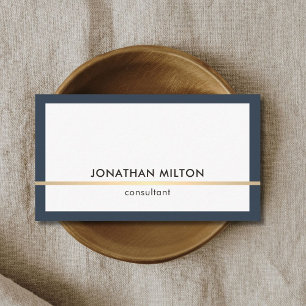 Modern Elegant Blue Faux Guld Line Consultant Visitkort