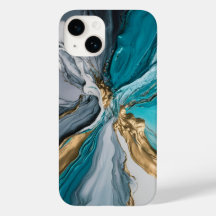 Modern Elegant Blue Guld Marble iphone case