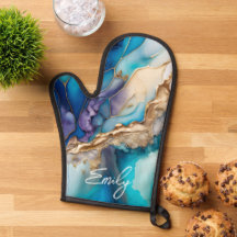 Modern Elegant Blue Guld Marble Personlig Namn
