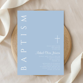 Modern Elegant Blue Kor Boy Baptism Inbjudningar